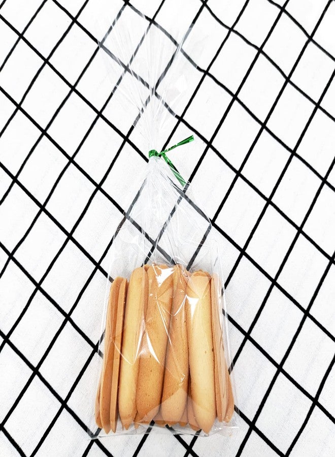 XLSFPY 100PCS Cellophane Bags 5x11 inches, Clear Treat Bags with 4’’ Twist Ties, Plastic Cello Bags - 1.4 mils Thick OPP Rice Crispy Bags for Gift Goodie Favor Candy Cake Pop Birthday Party Cookies (5’’ x 11’’) - Image 3